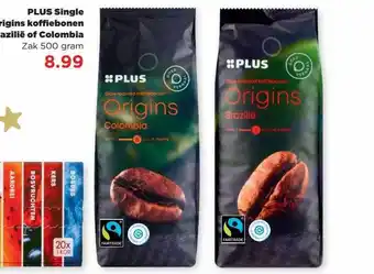 PLUS Plus single origins koffiebonen brazilië of colombia aanbieding