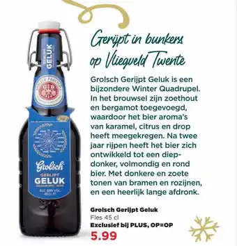 PLUS Grolsch gerijpt geluk aanbieding