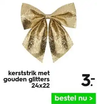 HEMA Kerststrik met gouden glitters 24x22 aanbieding