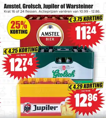 Dirk Amstel, grolsch, jupiler of warsteiner aanbieding