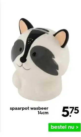 HEMA Spaarpot wasbeer 14cm aanbieding