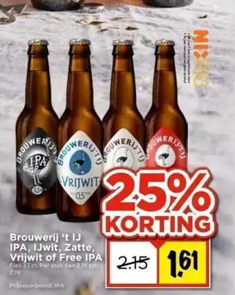 Vomar Voordeelmarkt Brouwerij 't ij ipa, ijwit, zatte, vrijwit of free ipa aanbieding