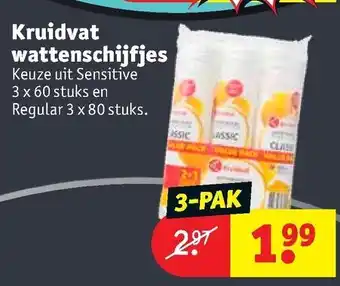 Kruidvat Kruidvat wattenschifjes 3*60st aanbieding