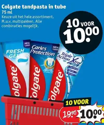 Kruidvat Colgate tandpasta in tube 10*75ml aanbieding