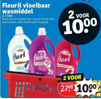 Kruidvat Fleuril vloeibaar wasmiddel 2*2.7L aanbieding