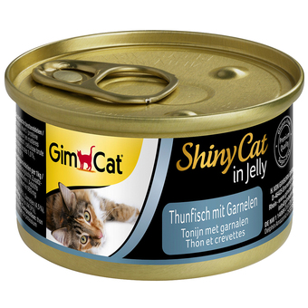 Zooplus 6x70g shinycat in gelei tonijn & garnalen gimcat kattenvoer aanbieding