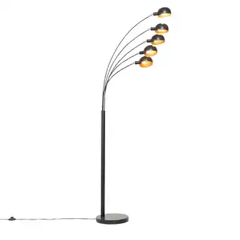 Lampenlicht.nl Design vloerlamp zwart met goud 5-lichts - sixties marmo aanbieding