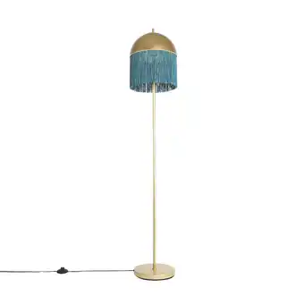 Lampenlicht.nl Oosterse vloerlamp goud met groene franjes 30 cm - fringle aanbieding