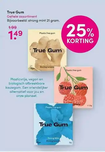 DA True Gum 25% korting 21 gram aanbieding