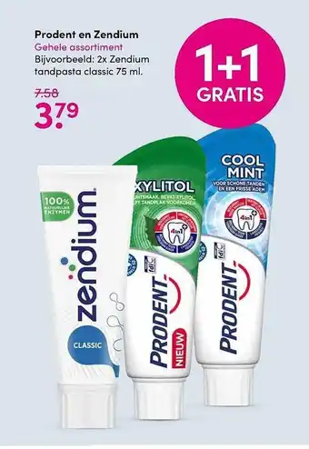 DA Prodent en Zendium 1+1 gratis 75 ml aanbieding