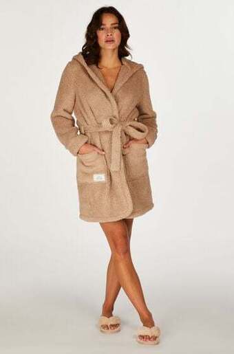 Hunkemoller Hunkemöller badjas fleece beige aanbieding