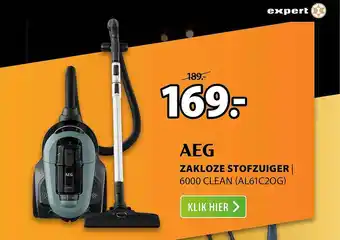 Expert Aeg zakloze stofzuiger | 6000 clean (al61c2og) aanbieding