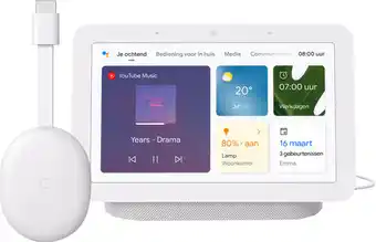 Coolblue Google chromecast hd met google tv + google nest hub 2 chalk aanbieding