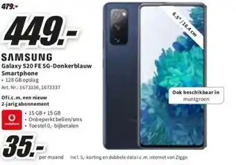 MediaMarkt Samsung Galaxy S20 FE 5G- Donkerblauw Smartphone aanbieding