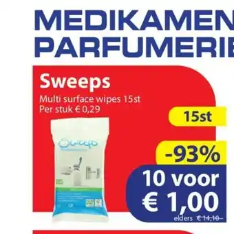 Die Grenze Sweeps Muti surface wipes 15 st per stuk aanbieding