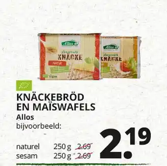 Natuurwinkel Knäckebröd en maïswafels allos 250 g aanbieding