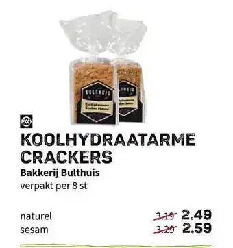 Ekoplaza Koolhydraatarme Crackers bakkerij bulthuis aanbieding