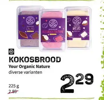 Ekoplaza Kokosbrood Your Organic Nature 225 g aanbieding