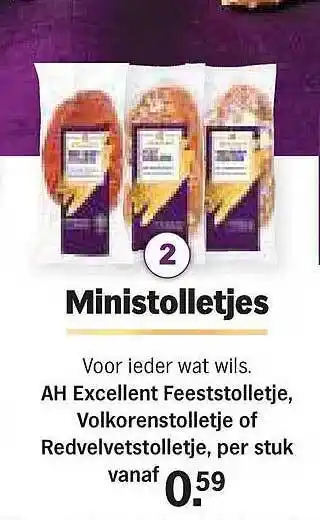 Albert Heijn Ah excellent feeststolletje, volkorenstolletje of redvelvetstolletje aanbieding