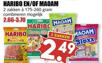 MCD Supermarkt Haribo en-of maoam 175-260 gram aanbieding