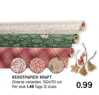 Xenos Kerstpapier kraft diverse varianten 150x170 cm aanbieding