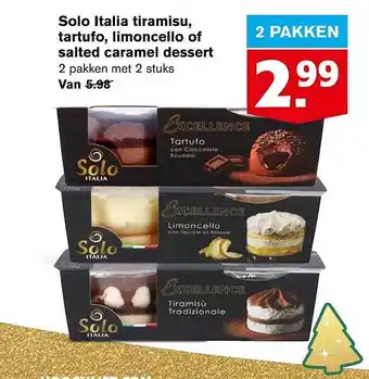 Hoogvliet Solo italia tiramisu tartufo limoncello of salted caramel dessert aanbieding