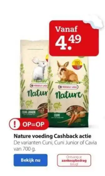 Pets Place Nature voeding cashback actie aanbieding