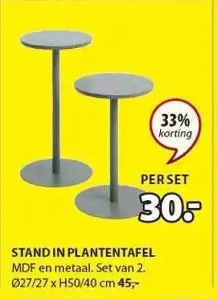 Jysk Stand in plantentafel aanbieding