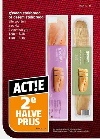 Poiesz G'woon stokbrood of desem stokbrood aanbieding