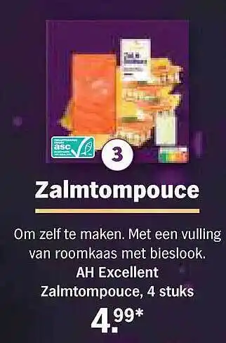 Albert Heijn Ah excellent zalmtompouce 4 stuks aanbieding