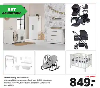 Baby-Dump Setaanbieding bestaande uiy: interbaby babykamer jewel puck max 3in1 kinderwagen aanbieding