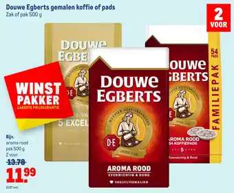 Makro Douwe egberts gemalen koffie of pads aanbieding