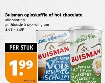 Poiesz Buisman oploskoffie of hot chocolate aanbieding