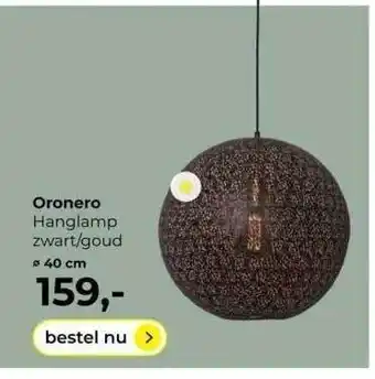 Lampidee Oronero hanglamp zwart-goud ø 40 cm aanbieding