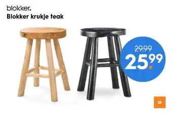 Blokker Blokker kruk teak medium 12,99 aanbieding