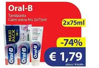 Die Grenze Oral-b tandpasta calm extra fris 2x75ml aanbieding