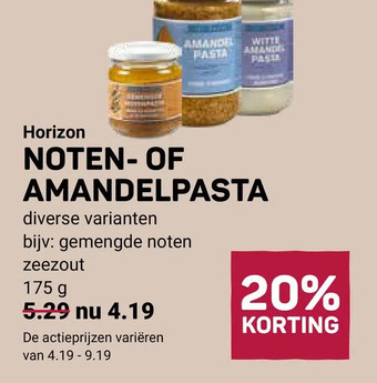 Ekoplaza Horizon noten- of amandelpasta aanbieding