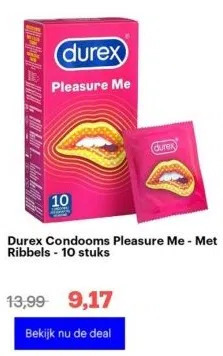 Bol.com Durex condooms pleasure me - met ribbels - 10 stuks aanbieding