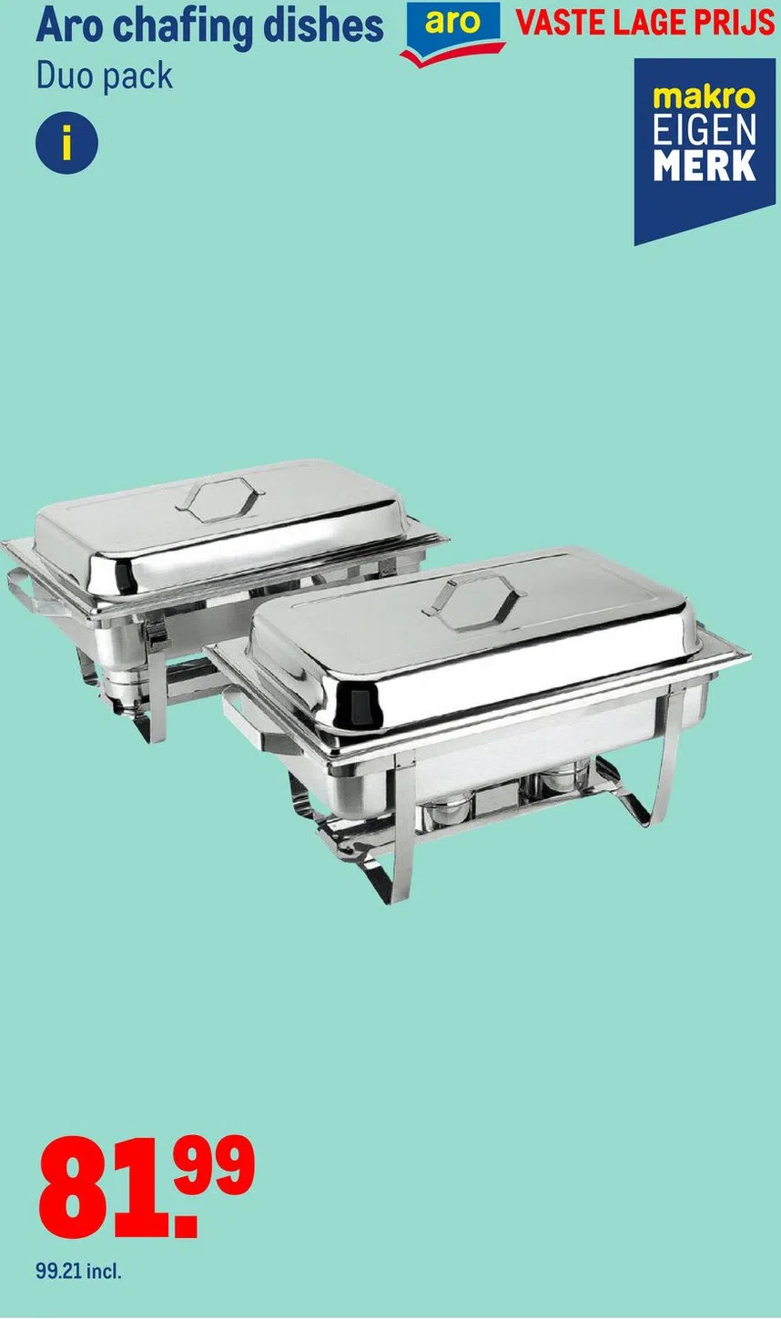 Aro chafing dishes duo pack aanbieding bij Makro