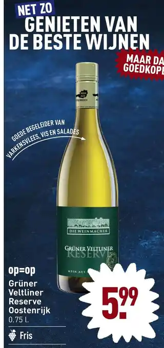 ALDI Gruner Veltliner Reserve Oostenrijk 0.75 liter aanbieding