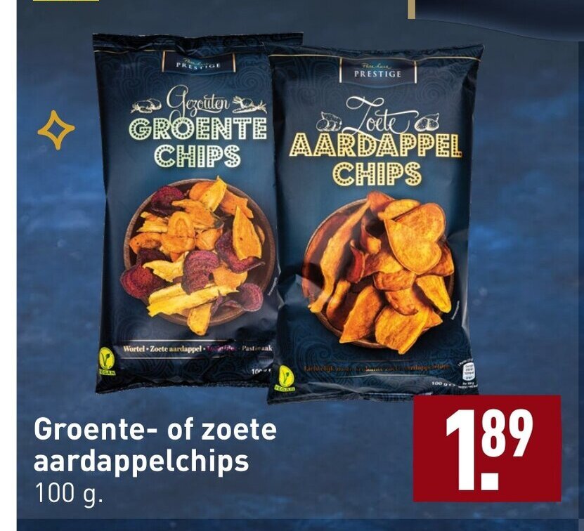 Groenteof zoete aardappelchips 100 gram aanbieding bij ALDI