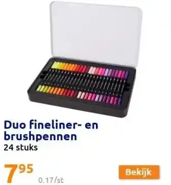 Action Duo fineliner- en brushpennen aanbieding