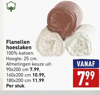 ALDI Flanellen hoeslaken 90 x 200 cm aanbieding