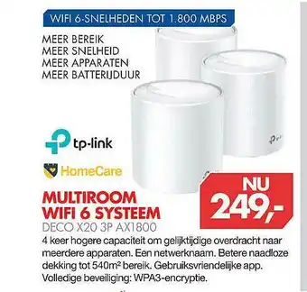 Vobis Tp-link multiroom wifi 6 systeem deco x20 3p ax1800 aanbieding