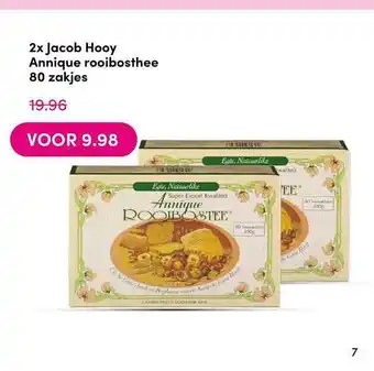 Drogisterij Visser 2x jacob hooy annique rooibosthee 80 zakjes aanbieding