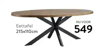 Profijt Meubel Eettafel 215x110cm aanbieding