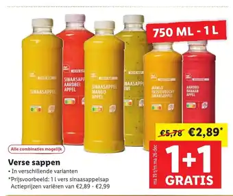 Lidl Verse sappen 1+1 gratis aanbieding