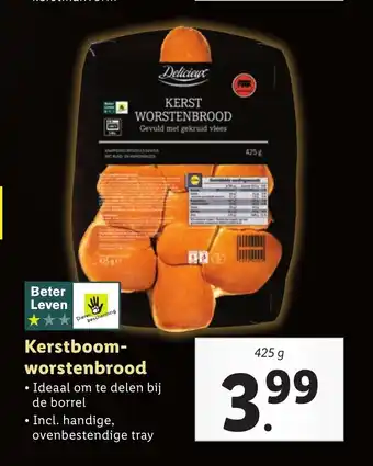 Lidl Kerstboom-worstenbrood 425g aanbieding