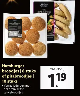 Lidl Hamburger- broodjes | 8 stuks of pitabroodjes | 10 stuks 240-350g aanbieding