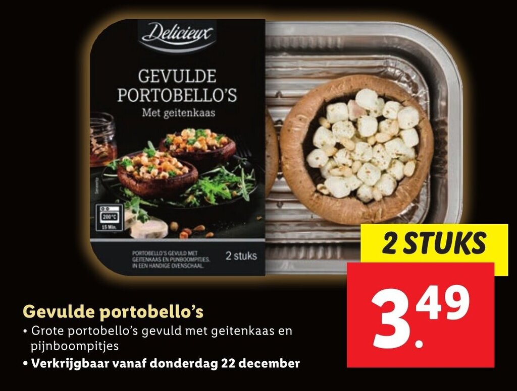 Gevulde portobello's 2 stuks aanbieding bij Lidl